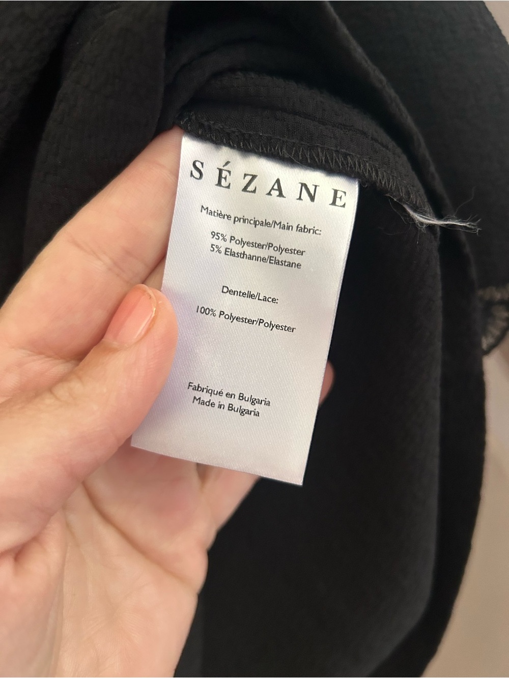 Sezane Marina Black Lace-Trim V-Neck 3/4 Sleeves Blouse Size 40 - Picture 7 of 9